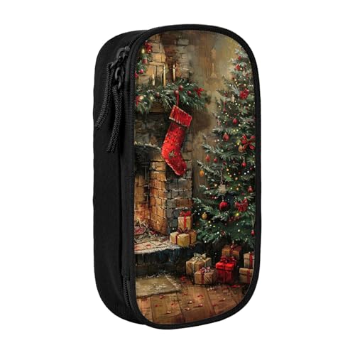 Lootpe Federmäppchen mit Aufschrift "Merry Christmas", Aufbewahrungstasche, großes Fassungsvermögen, tragbare Büro-Stifttasche mit Reißverschluss von Lootpe