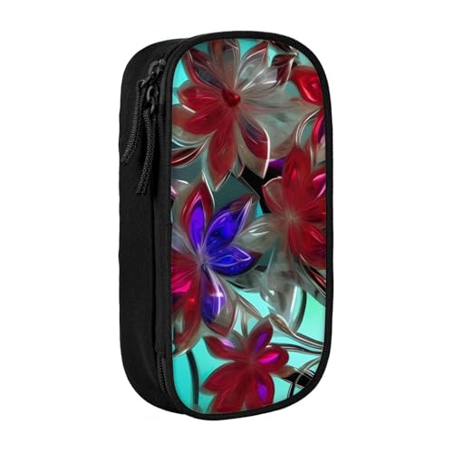 Lootpe Federmäppchen mit Blumendruck, Aufbewahrungstasche, großes Fassungsvermögen, tragbare Büro-Stifttasche mit Reißverschluss von Lootpe