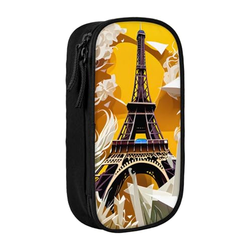 Lootpe Federmäppchen mit Eiffelturm-Motiv, Aufbewahrungstasche, großes Fassungsvermögen, tragbare Büro-Stifttasche mit Reißverschluss von Lootpe