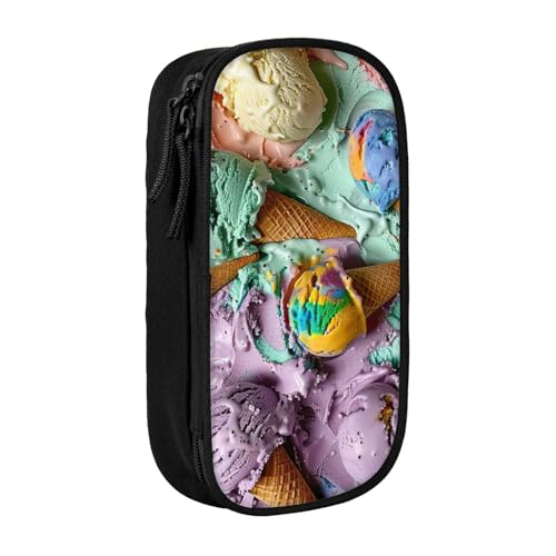 Lootpe Federmäppchen mit Eiscreme-Aufdruck, Aufbewahrungstasche, großes Fassungsvermögen, tragbare Büro-Stifttasche mit Reißverschluss von Lootpe