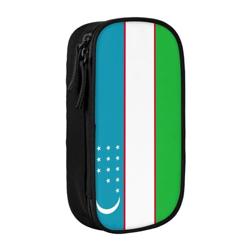 Lootpe Federmäppchen mit Flagge der Republik Usbekistan, Aufbewahrungstasche, großes Fassungsvermögen, tragbare Büro-Stifttasche mit Reißverschluss von Lootpe