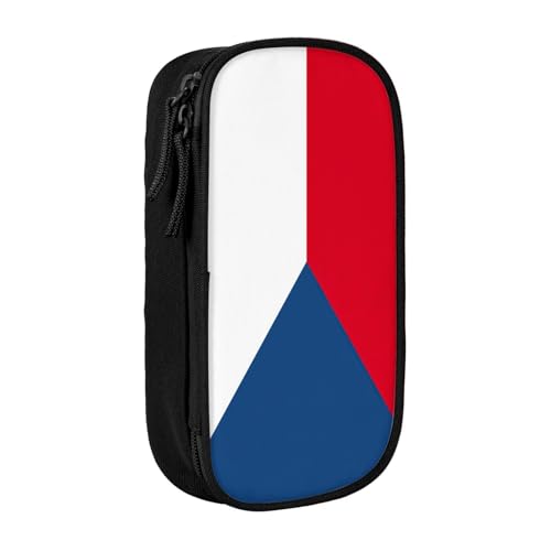 Lootpe Federmäppchen mit Flagge der Tschechischen Republik, Aufbewahrungstasche, großes Fassungsvermögen, tragbare Büro-Stifttasche mit Reißverschluss von Lootpe