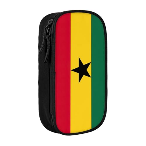 Lootpe Federmäppchen mit Flagge von Ghana, Aufbewahrungstasche, großes Fassungsvermögen, tragbare Büro-Stifttasche mit Reißverschluss von Lootpe