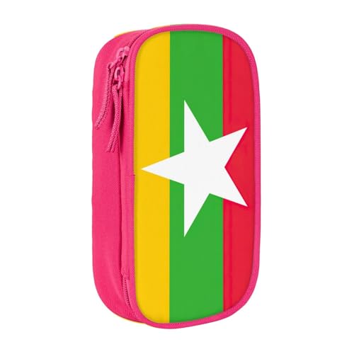 Lootpe Federmäppchen mit Flagge von Myanmar, Aufbewahrungstasche, großes Fassungsvermögen, tragbare Büro-Stifttasche mit Reißverschluss von Lootpe