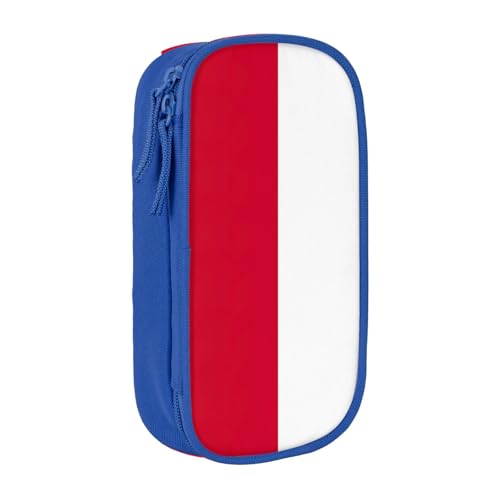 Lootpe Federmäppchen mit Flaggenmotiv von Monaco, Aufbewahrungstasche, großes Fassungsvermögen, tragbare Büro-Stifttasche mit Reißverschluss von Lootpe