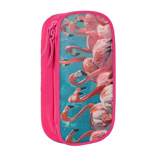 Lootpe Federmäppchen mit Flamingo-Muster, Aufbewahrungstasche, großes Fassungsvermögen, tragbare Büro-Stifttasche mit Reißverschluss von Lootpe