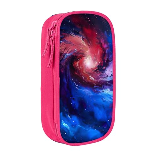 Lootpe Federmäppchen mit Galaxie-Druck, Aufbewahrungstasche, großes Fassungsvermögen, tragbare Büro-Stifttasche mit Reißverschluss, Rot / Blau von Lootpe
