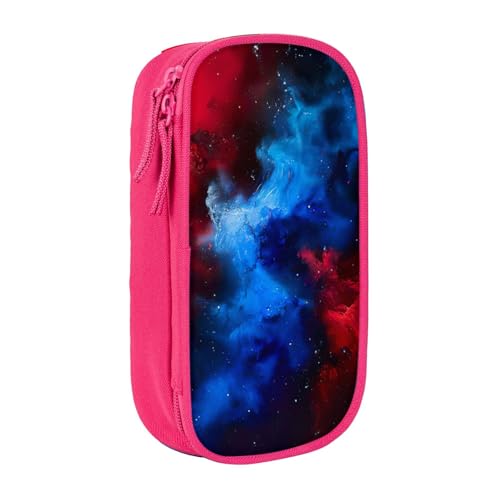 Lootpe Federmäppchen mit Galaxie-Druck, Aufbewahrungstasche, großes Fassungsvermögen, tragbare Büro-Stifttasche mit Reißverschluss, Rot / Blau von Lootpe