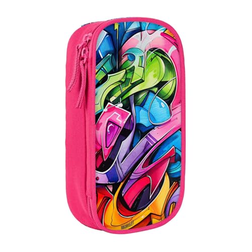 Lootpe Federmäppchen mit Graffiti-Zeichendruck, Aufbewahrungstasche, großes Fassungsvermögen, tragbare Büro-Stifttasche mit Reißverschluss von Lootpe