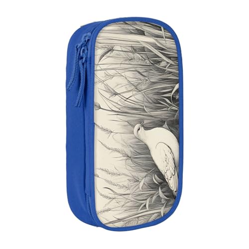 Lootpe Federmäppchen mit Gras- und Taubenmuster, Aufbewahrungstasche, großes Fassungsvermögen, tragbare Büro-Stifttasche mit Reißverschluss von Lootpe