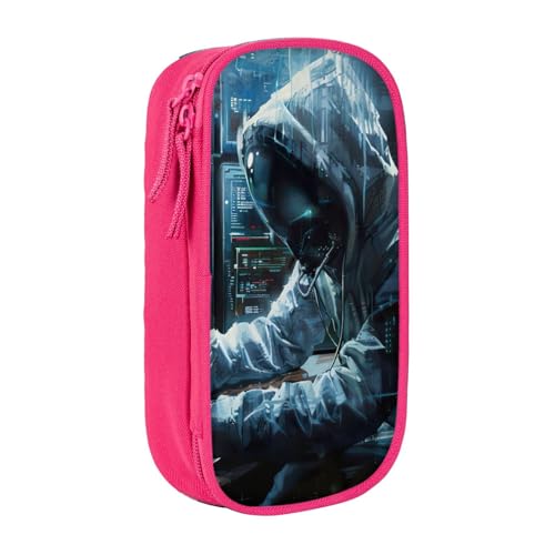 Lootpe Federmäppchen mit Hacker-Angriffsdruck, Aufbewahrungstasche, großes Fassungsvermögen, tragbare Büro-Stifttasche mit Reißverschluss von Lootpe