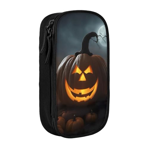 Lootpe Federmäppchen mit Halloween-Geister-Kürbis-Druck, Aufbewahrungstasche, großes Fassungsvermögen, tragbare Büro-Stifttasche mit Reißverschluss von Lootpe