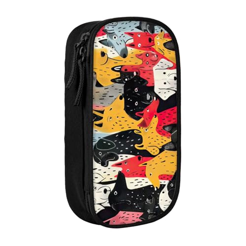 Lootpe Federmäppchen mit Hundemuster, Aufbewahrungstasche, großes Fassungsvermögen, tragbare Büro-Stifttasche mit Reißverschluss von Lootpe