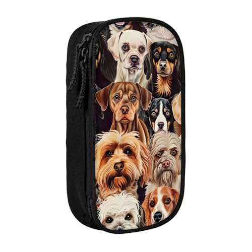 Lootpe Federmäppchen mit Hundemuster, Aufbewahrungstasche, großes Fassungsvermögen, tragbare Büro-Stifttasche mit Reißverschluss von Lootpe