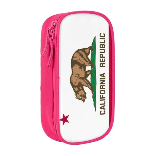 Lootpe Federmäppchen mit Kalifornien-Flagge, Aufbewahrungstasche, großes Fassungsvermögen, tragbare Büro-Stifttasche mit Reißverschluss von Lootpe