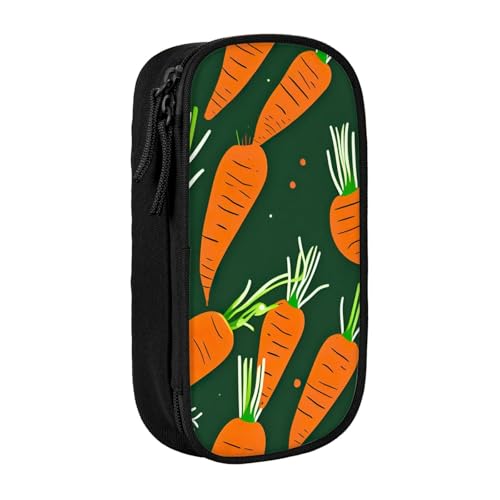 Lootpe Federmäppchen mit Karottenmuster, Aufbewahrungstasche, großes Fassungsvermögen, tragbare Büro-Stifttasche mit Reißverschluss von Lootpe