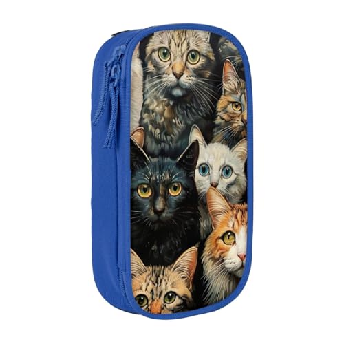 Lootpe Federmäppchen mit Katzendruck, Aufbewahrungstasche, großes Fassungsvermögen, tragbare Büro-Stifttasche mit Reißverschluss von Lootpe