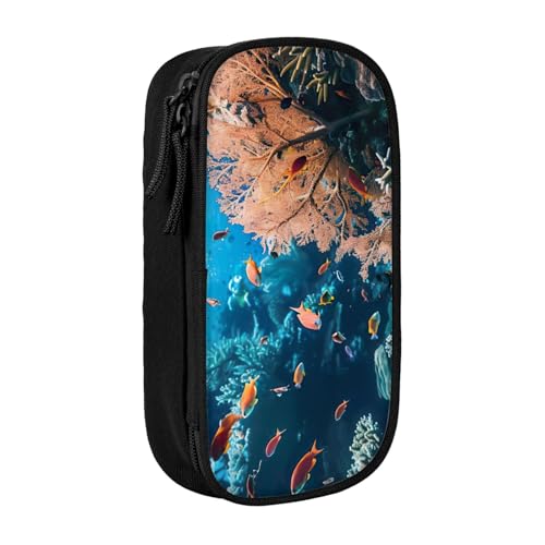 Lootpe Federmäppchen mit Korallenriff-Aufdruck, Aufbewahrungstasche, großes Fassungsvermögen, tragbare Büro-Stifttasche mit Reißverschluss von Lootpe