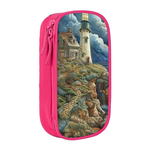 Lootpe Federmäppchen mit Leuchtturm-Motiv, Aufbewahrungstasche, großes Fassungsvermögen, tragbare Büro-Stifttasche mit Reißverschluss von Lootpe