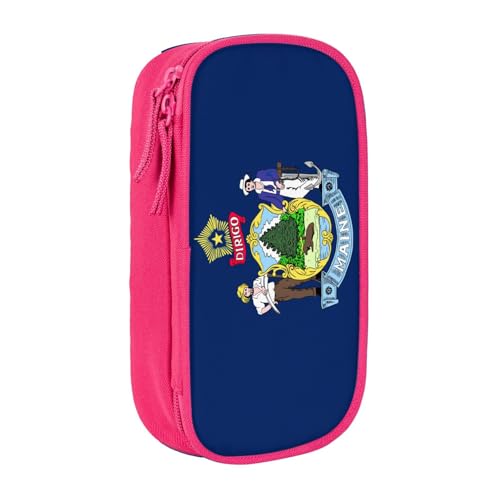 Lootpe Federmäppchen mit Maine State Flagge, Aufbewahrungstasche, großes Fassungsvermögen, tragbare Büro-Stifttasche mit Reißverschluss von Lootpe