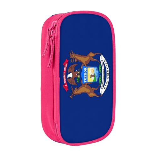 Lootpe Federmäppchen mit Michigan-Flaggen-Druck, Aufbewahrungstasche, großes Fassungsvermögen, tragbare Büro-Stifttasche mit Reißverschluss von Lootpe