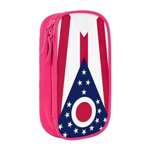Lootpe Federmäppchen mit Ohio-Flaggen-Druck, Aufbewahrungstasche, großes Fassungsvermögen, tragbare Büro-Stifttasche mit Reißverschluss von Lootpe
