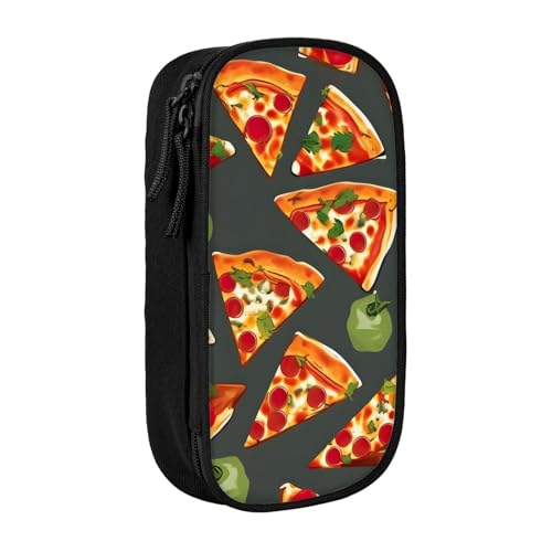 Lootpe Federmäppchen mit Pizza-Muster, Aufbewahrungstasche, großes Fassungsvermögen, tragbare Büro-Stifttasche mit Reißverschluss von Lootpe