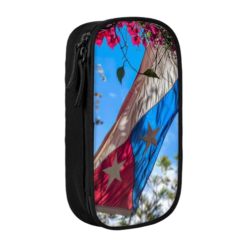 Lootpe Federmäppchen mit Puerto Rico-Flagge, Aufbewahrungstasche, großes Fassungsvermögen, tragbare Büro-Stifttasche mit Reißverschluss von Lootpe