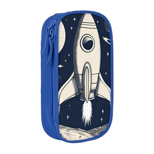 Lootpe Federmäppchen mit Raketenmotiv, Aufbewahrungstasche, großes Fassungsvermögen, tragbare Büro-Stifttasche mit Reißverschluss von Lootpe