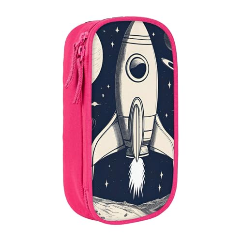 Lootpe Federmäppchen mit Raketenmotiv, Aufbewahrungstasche, großes Fassungsvermögen, tragbare Büro-Stifttasche mit Reißverschluss von Lootpe