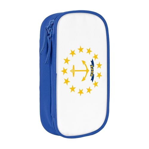 Lootpe Federmäppchen mit Rhode Island Staatsflagge, Aufbewahrungstasche, großes Fassungsvermögen, tragbare Büro-Stifttasche mit Reißverschluss von Lootpe