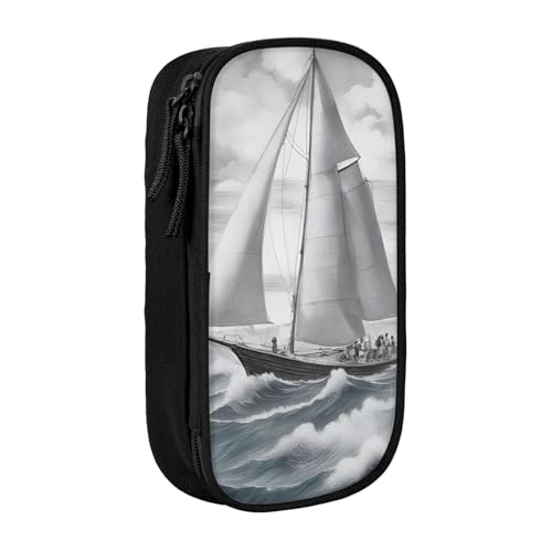 Lootpe Federmäppchen mit Segelmotiv, Aufbewahrungstasche, großes Fassungsvermögen, tragbare Büro-Stifttasche mit Reißverschluss von Lootpe