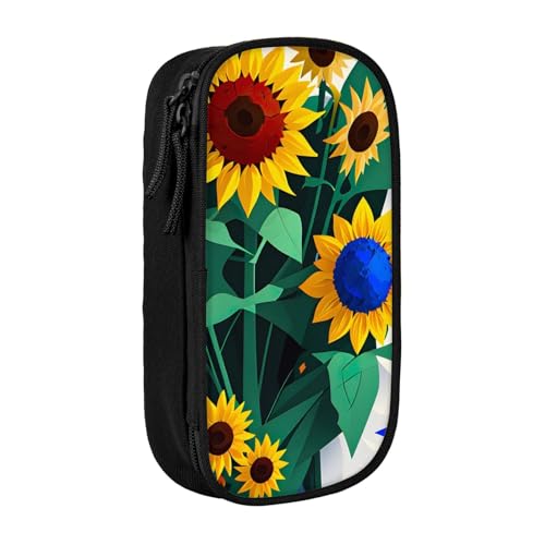 Lootpe Federmäppchen mit Sonnenblumen-Motiv, Aufbewahrungstasche, großes Fassungsvermögen, tragbare Büro-Stifttasche mit Reißverschluss von Lootpe