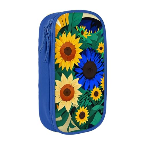 Lootpe Federmäppchen mit Sonnenblumenmuster, Aufbewahrungstasche, großes Fassungsvermögen, tragbare Büro-Stifttasche mit Reißverschluss von Lootpe