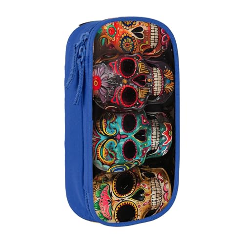 Lootpe Federmäppchen mit Totenkopf-Motiv, Aufbewahrungstasche, großes Fassungsvermögen, tragbare Büro-Stifttasche mit Reißverschluss von Lootpe