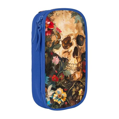 Lootpe Federmäppchen mit Totenkopf-Motiv, Aufbewahrungstasche, großes Fassungsvermögen, tragbare Büro-Stifttasche mit Reißverschluss von Lootpe