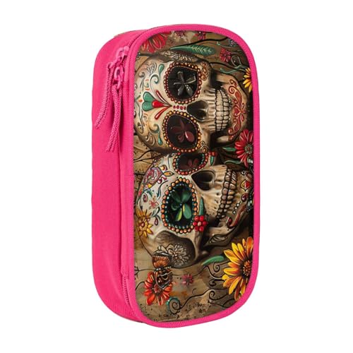 Lootpe Federmäppchen mit Totenkopf-Motiv, Aufbewahrungstasche, großes Fassungsvermögen, tragbare Büro-Stifttasche mit Reißverschluss von Lootpe