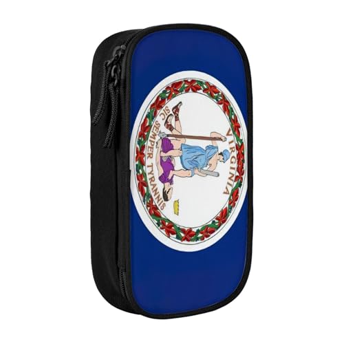 Lootpe Federmäppchen mit Virginia-Staatsflagge, Aufbewahrungstasche, großes Fassungsvermögen, tragbare Büro-Stifttasche mit Reißverschluss von Lootpe