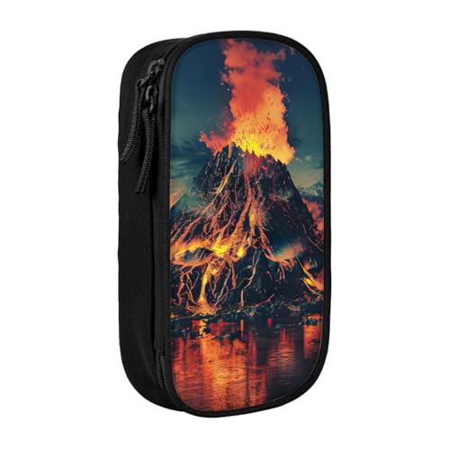 Lootpe Federmäppchen mit Vulkandruck, Aufbewahrungstasche, großes Fassungsvermögen, tragbare Büro-Stifttasche mit Reißverschluss von Lootpe