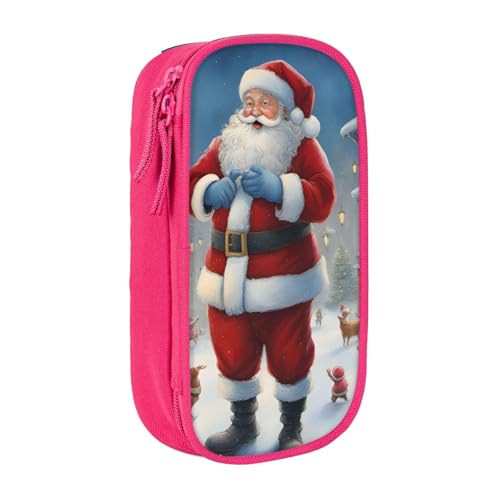 Lootpe Federmäppchen mit Weihnachtsmann-Motiv, Aufbewahrungstasche, großes Fassungsvermögen, tragbare Büro-Stifttasche mit Reißverschluss von Lootpe