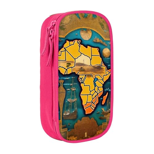 Lootpe Federmäppchen mit abstraktem Weltkartendruck, Aufbewahrungstasche, großes Fassungsvermögen, tragbare Büro-Stifttasche mit Reißverschluss von Lootpe