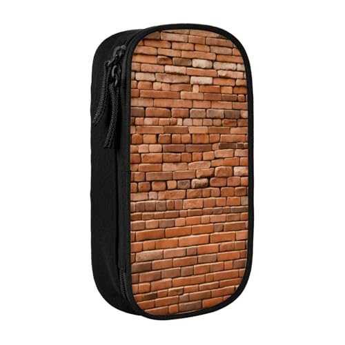 Lootpe Federmäppchen mit altem Ziegelstein-Druck, Aufbewahrungstasche, großes Fassungsvermögen, tragbare Büro-Stifttasche mit Reißverschluss von Lootpe