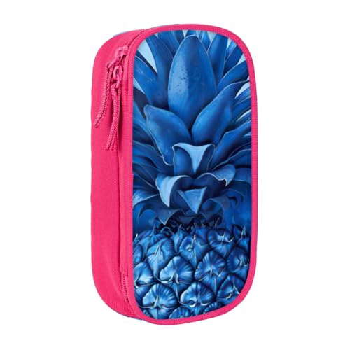 Lootpe Federmäppchen mit blauem Ananas-Druck, Aufbewahrungstasche, großes Fassungsvermögen, tragbare Büro-Stifttasche mit Reißverschluss von Lootpe