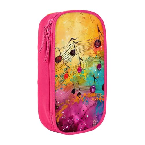 Lootpe Federmäppchen mit buntem Musiknoten-Druck, Aufbewahrungstasche, großes Fassungsvermögen, tragbare Büro-Stifttasche mit Reißverschluss von Lootpe