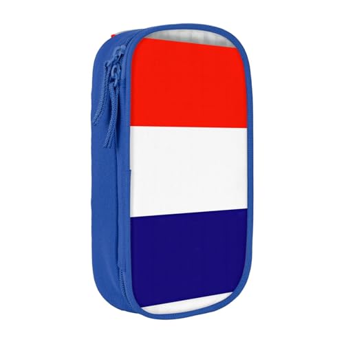 Lootpe Federmäppchen mit französischer Flagge, Aufbewahrungstasche, großes Fassungsvermögen, tragbare Büro-Stifttasche mit Reißverschluss von Lootpe