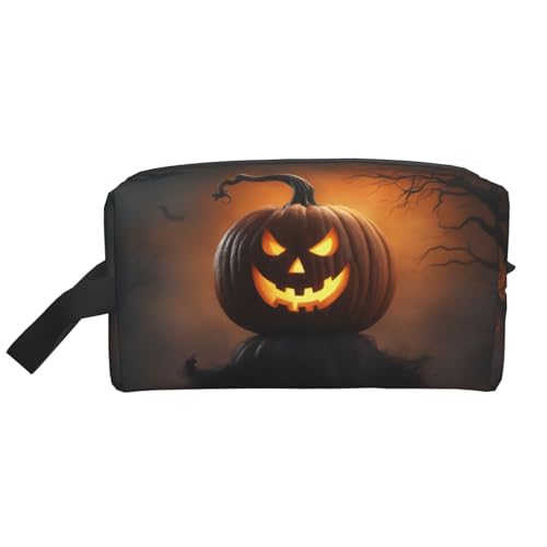 Lootpe Halloween Ghost Pumpkin 1 Print Make-up-Tasche, tragbare Reise-Make-up-Tasche, Kulturbeutel, große Make-up-Tasche für Damen von Lootpe