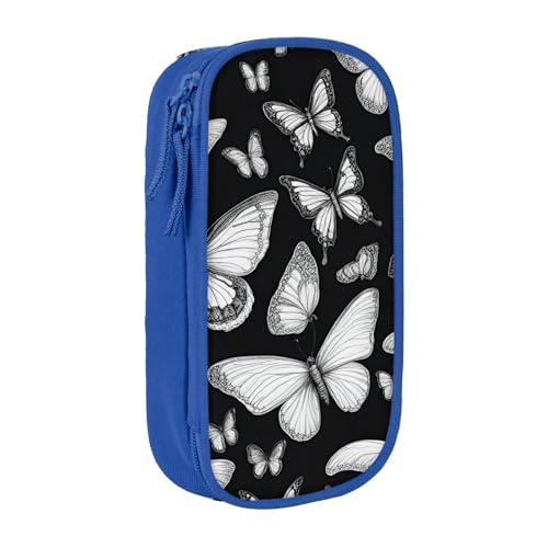 Lootpe Handgezeichnetes Federmäppchen mit Schmetterlingsdruck, Aufbewahrungstasche, großes Fassungsvermögen, tragbare Büro-Stifttasche mit Reißverschluss von Lootpe