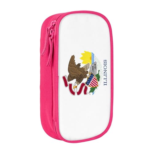 Lootpe Illinois Federmäppchen mit Staatsflagge, Aufbewahrungstasche, großes Fassungsvermögen, tragbare Büro-Stifttasche mit Reißverschluss von Lootpe