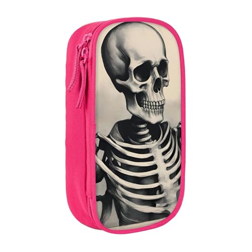 Lootpe Interessantes Federmäppchen mit Skelett-Druck, Aufbewahrungstasche, großes Fassungsvermögen, tragbare Büro-Stifttasche mit Reißverschluss von Lootpe