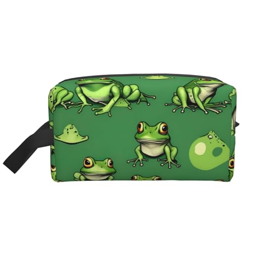 Lootpe Lustige Make-up-Tasche mit grünen Fröschen, tragbare Reise-Make-up-Tasche, Kulturbeutel, große Make-up-Tasche für Damen von Lootpe